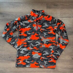 Mountain Warehouse Kids Camo Fleece Quarter Zip Pullover Orange Gray
